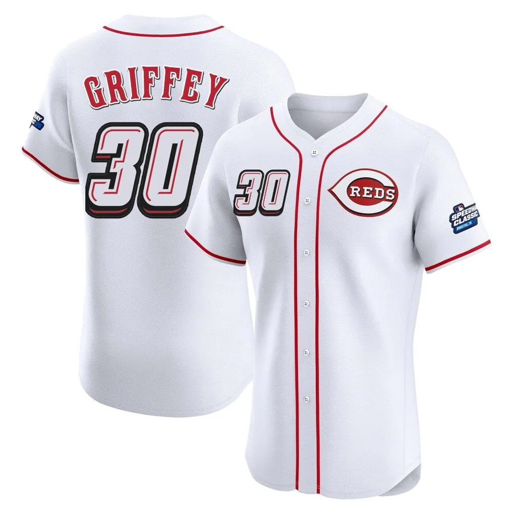 Trusc C.Reds #30 Ken Griffey Player White Speedway Classic Limited Elite Home Stitched Jerseys