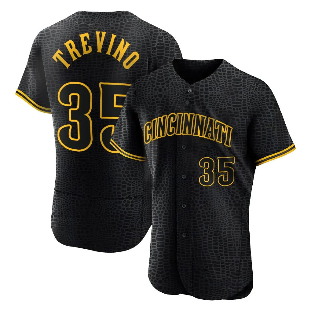 Trusc C.Reds #35 Jose Trevino Player Black Snake Skin City Limited Elite Home Stitched Jerseys