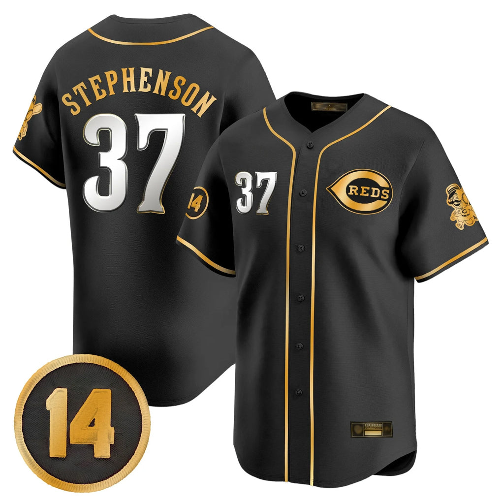 Trusc C.Reds #37 Tyler Stephenson Player Black-Gold Vapor Premier Limited Home Stitched Jerseys