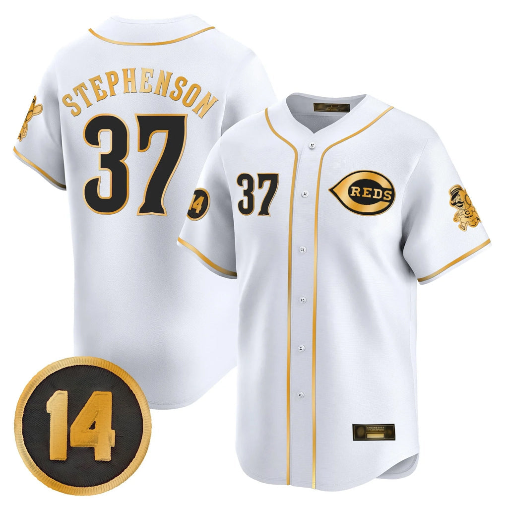 Trusc C.Reds #37 Tyler Stephenson Player White-Gold Vapor Premier Limited Home Stitched Jerseys
