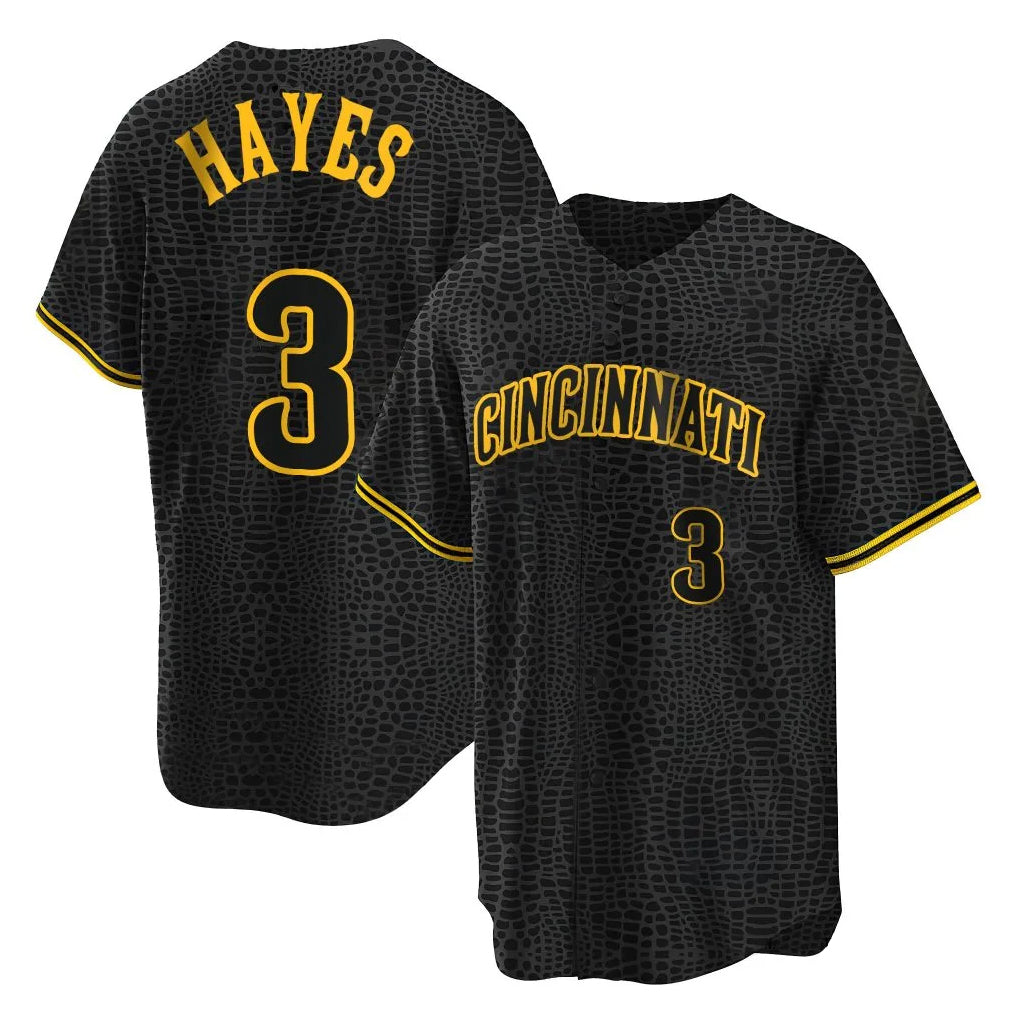 Trusc C.Reds #3 Ke'Bryan Hayes Player Black Snake Skin City Home Stitched Jerseys