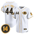 Trusc C.Reds #44 Elly De La Cruz Player White-Gold Vapor Premier Limited Home Stitched Jerseys