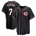 Trusc C.Reds #7 Spencer Steer Player Black Fashion Out Home Game Stitched Jerseys