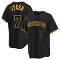 Trusc C.Reds #7 Spencer Steer Player Black Snake Skin City Home Stitched Jerseys