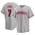 Trusc C.Reds #7 Spencer Steer Player Gray Home Game Stitched Jerseys