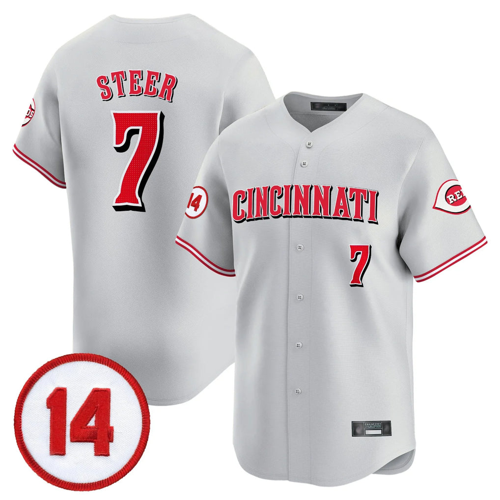 Trusc C.Reds #7 Spencer Steer Player Gray Vapor Premier Limited Home Stitched Jerseys