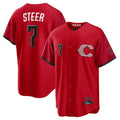 Trusc C.Reds #7 Spencer Steer Player Red 2026 City Connect Home Game Stitched Jerseys