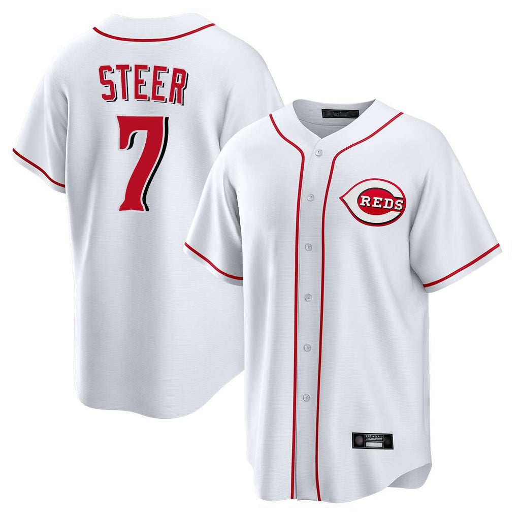 Trusc C.Reds #7 Spencer Steer Player White Game Home Stitched Jerseys