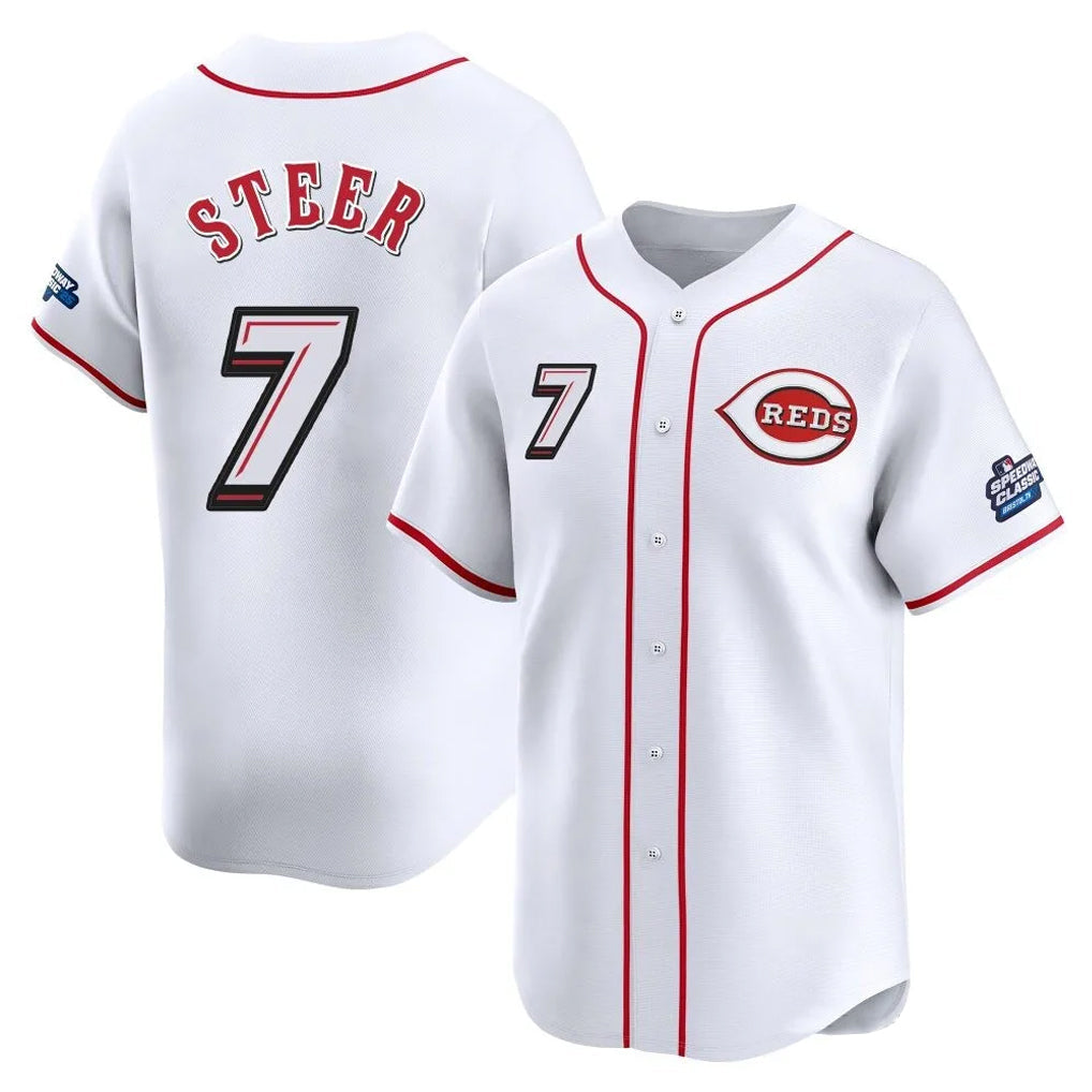 Trusc C.Reds #7 Spencer Steer Player White Speedway Classic Home Limited Stitched Jerseys