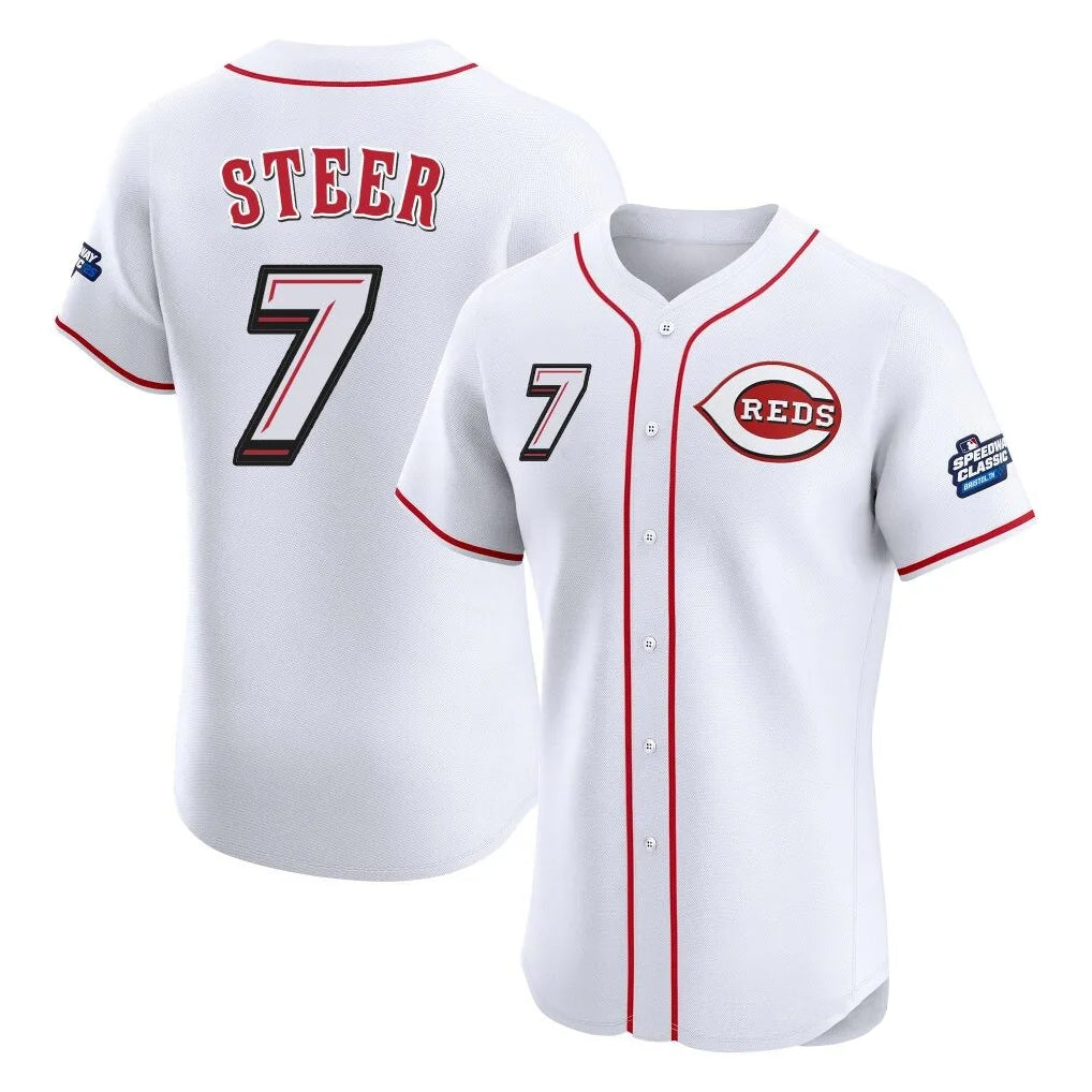 Trusc C.Reds #7 Spencer Steer Player White Speedway Classic Limited Elite Home Stitched Jerseys