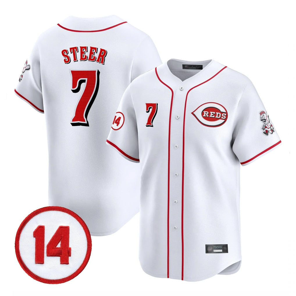 Trusc C.Reds #7 Spencer Steer Player White Vapor Premier Limited Home Stitched Jerseys