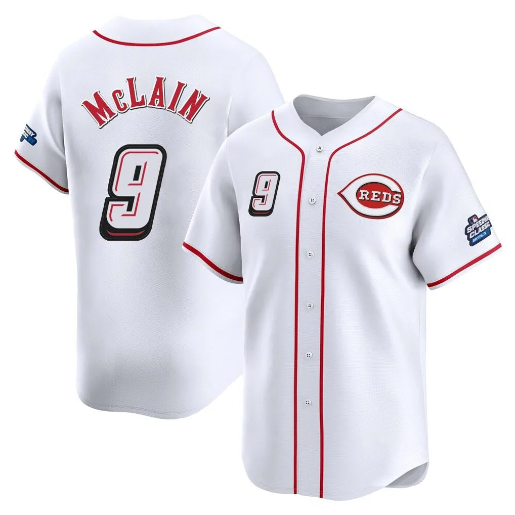 Trusc C.Reds #9 Matt McLain Player White Speedway Classic Home Limited Stitched Jerseys