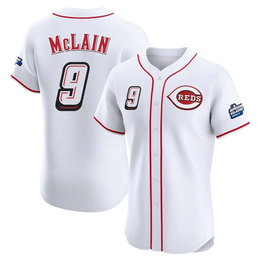 Trusc C.Reds #9 Matt McLain Player White Speedway Classic Limited Elite Home Stitched Jerseys