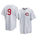 Trusc C.Reds #9 Matt McLain Player White Stripe Field of Dreams Game Home Stitched Jerseys