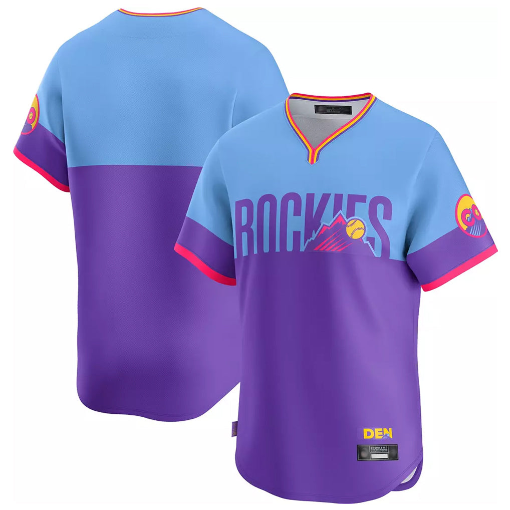 Trusc C.Rockies Purple-Light Blue City Connect Limited Home T-shirt Blank Player Stitched Jerseys