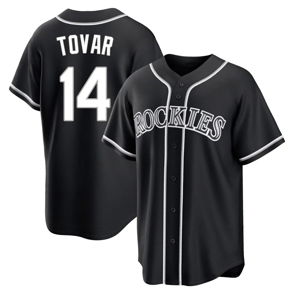 Trusc C.Rockies #14 Ezequiel Tovar Player Black Fashion Out Home Game Stitched Jerseys