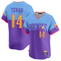 Trusc C.Rockies #14 Ezequiel Tovar Player Purple-Light Blue City Connect Limited Home T-shirt Stitched Jerseys