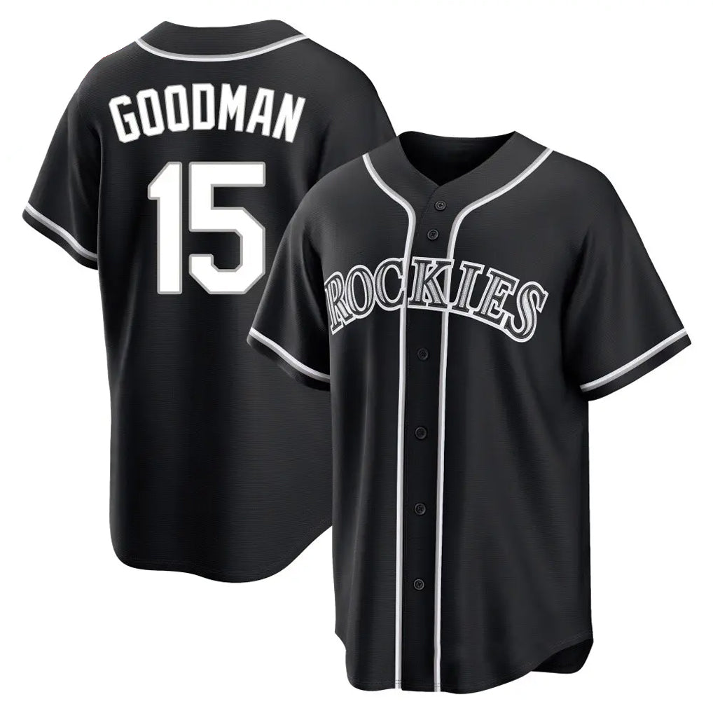 Trusc C.Rockies #15 Hunter Goodman Player Black Fashion Out Home Game Stitched Jerseys