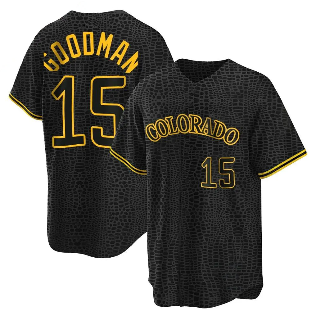 Trusc C.Rockies #15 Hunter Goodman Player Black Snake Skin City Home Game Stitched Jerseys