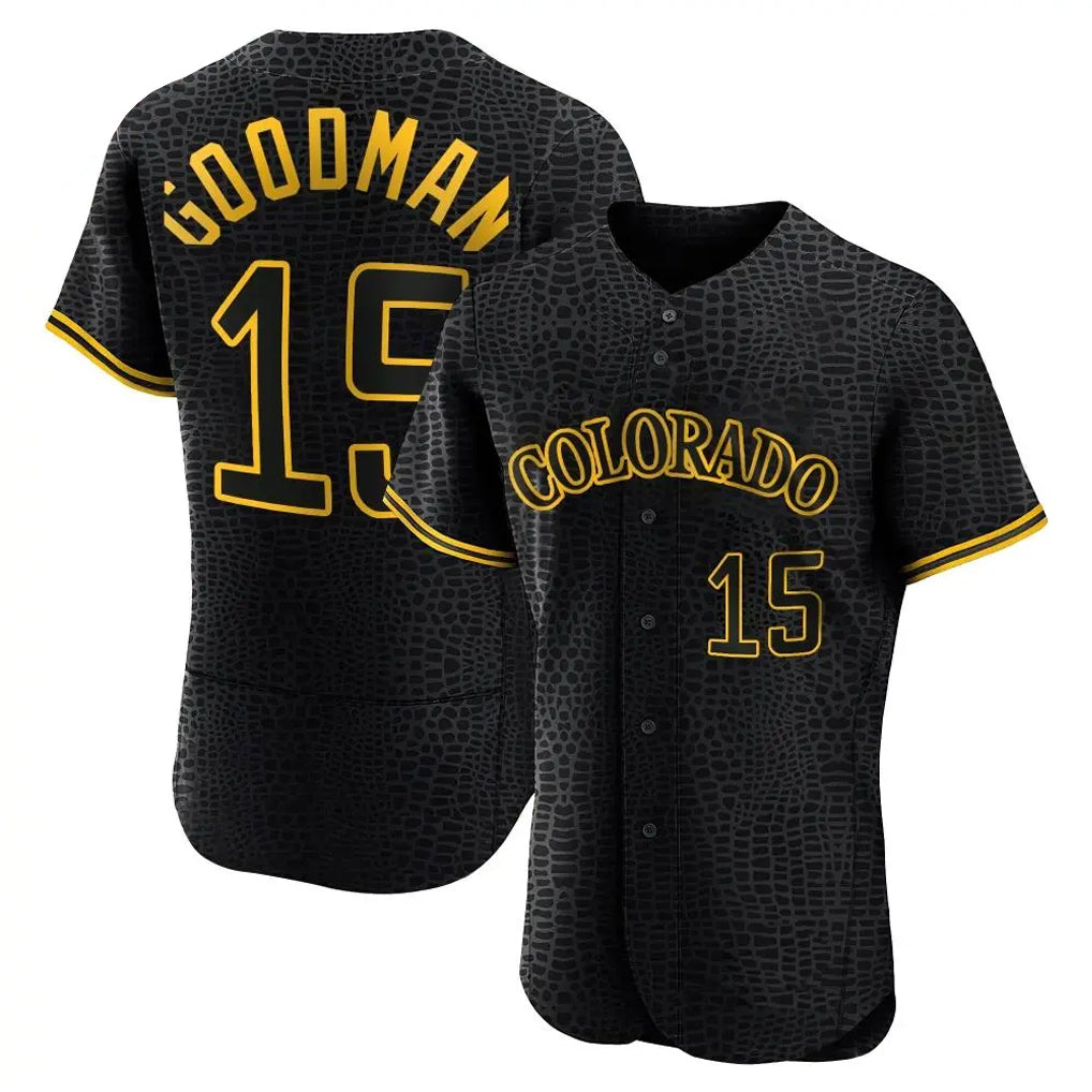 Trusc C.Rockies #15 Hunter Goodman Player Black Snake Skin City Limited Elite Home Stitched Jerseys