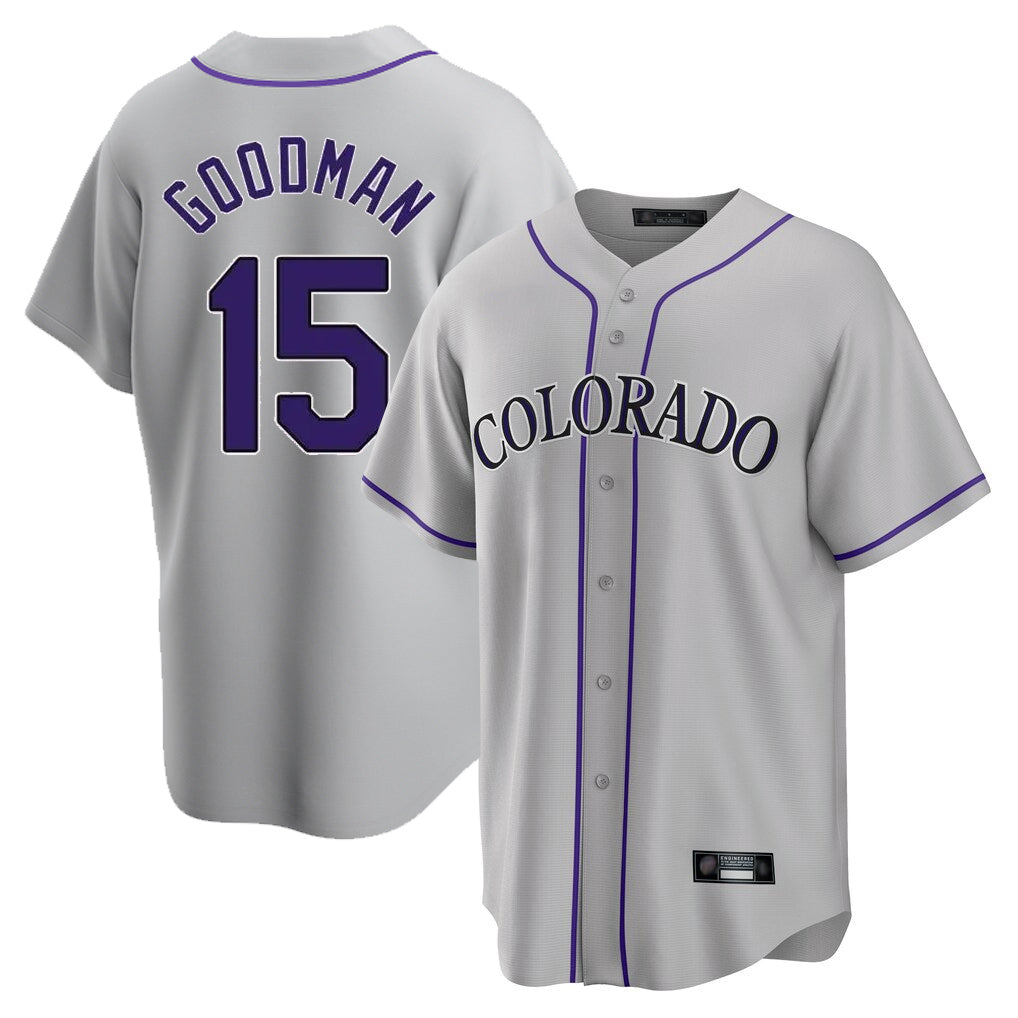 Trusc C.Rockies #15 Hunter Goodman Player Gray Game Home Stitched Jerseys