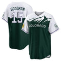 Trusc C.Rockies #15 Hunter Goodman Player Green City Connect Home Game Stitched Jerseys