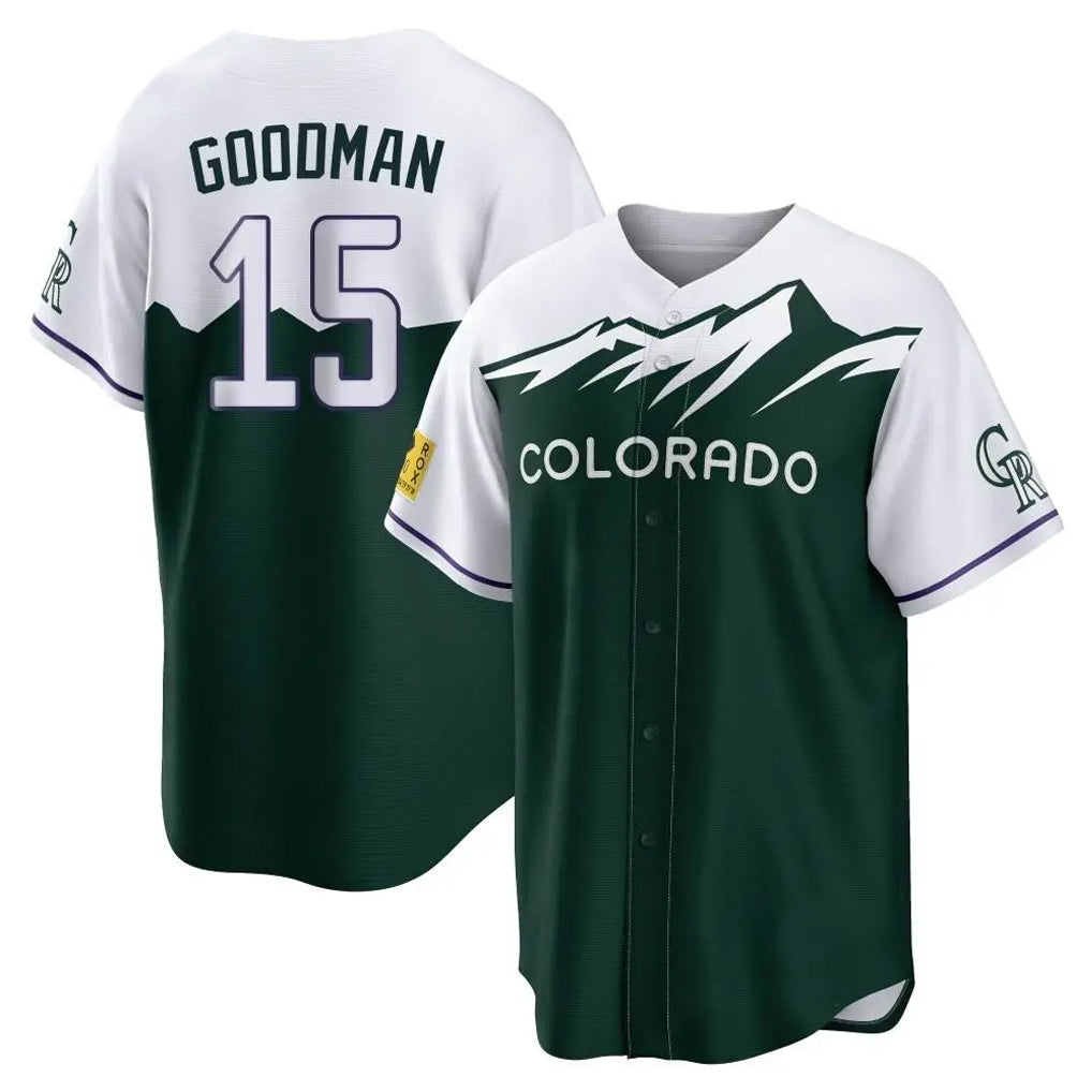 Trusc C.Rockies #15 Hunter Goodman Player Green City Connect Home Game Stitched Jerseys