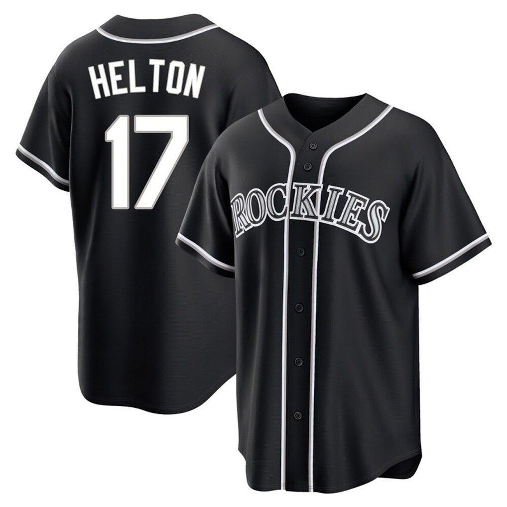 Trusc C.Rockies #17 Todd Helton Player Black Fashion Out Home Game Stitched Jerseys