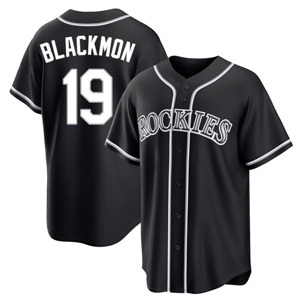 Trusc C.Rockies #19 Charlie Blackmon Player Black Fashion Out Home Game Stitched Jerseys