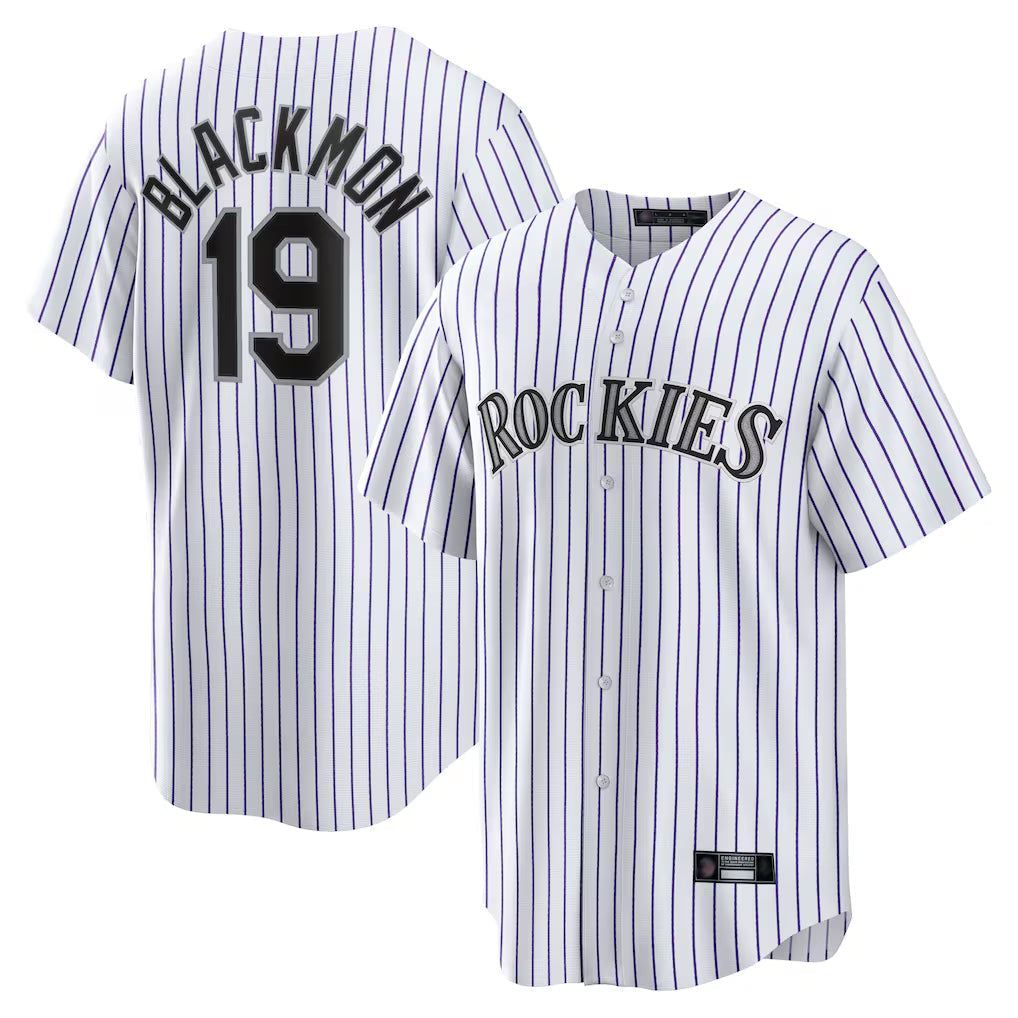 Trusc C.Rockies #19 Charlie Blackmon Player White Game Home Stitched Jerseys