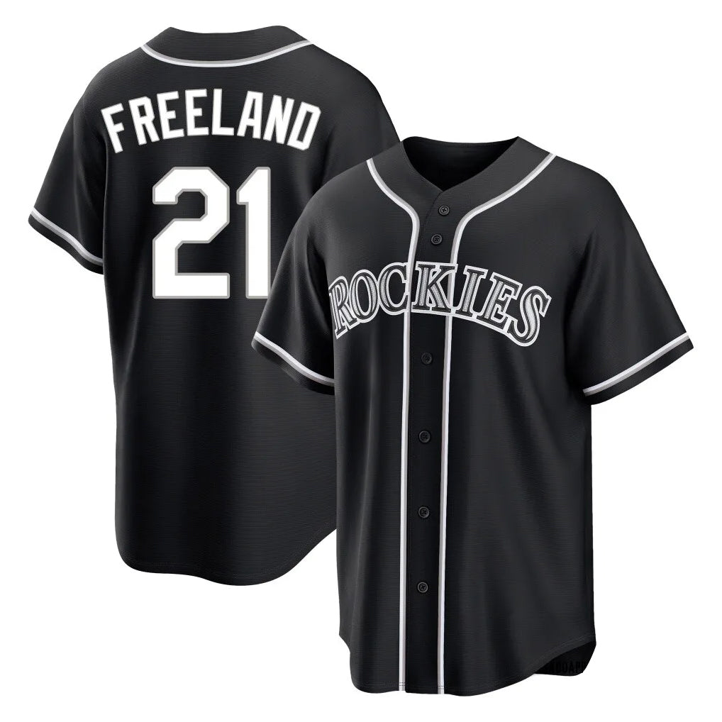 Trusc C.Rockies #21 Kyle Freeland Player Black Fashion Out Home Game Stitched Jerseys