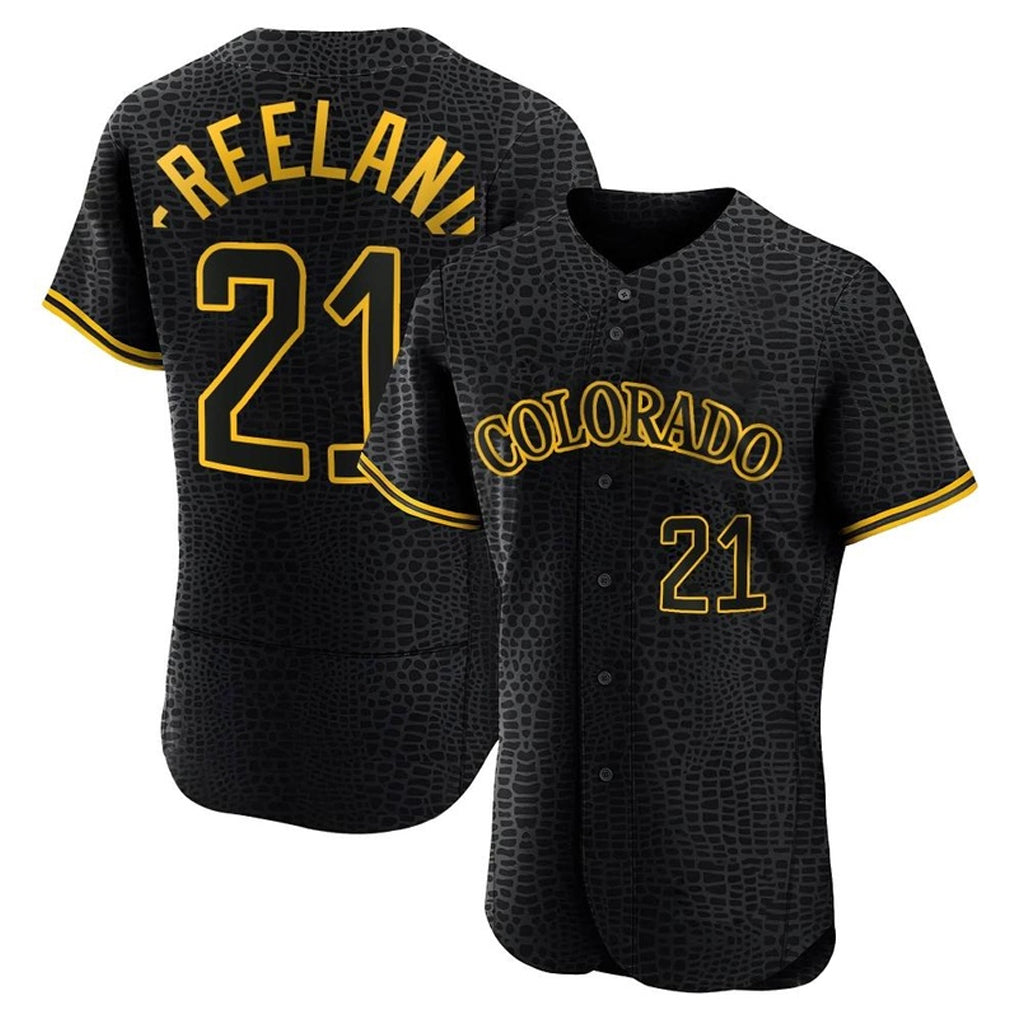Trusc C.Rockies #21 Kyle Freeland Player Black Snake Skin City Limited Elite Home Stitched Jerseys