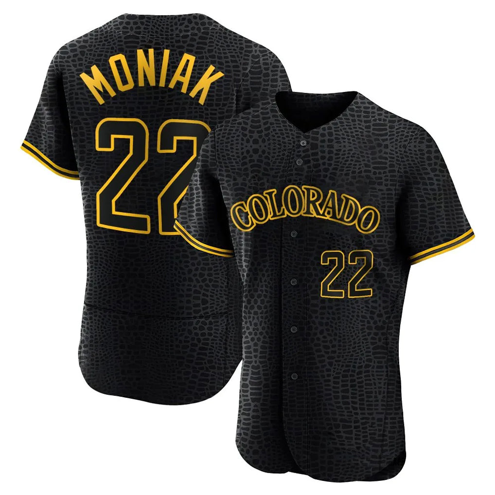 Trusc C.Rockies #22 Mickey Moniak Player Black Snake Skin City Limited Elite Home Stitched Jerseys