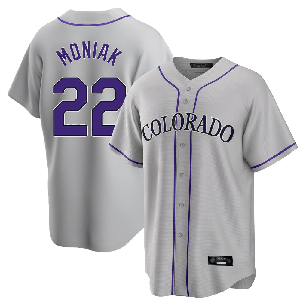 Trusc C.Rockies #22 Mickey Moniak Player Gray Game Home Stitched Jerseys