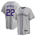 Trusc C.Rockies #22 Mickey Moniak Player Gray Game Home Stitched Jerseys