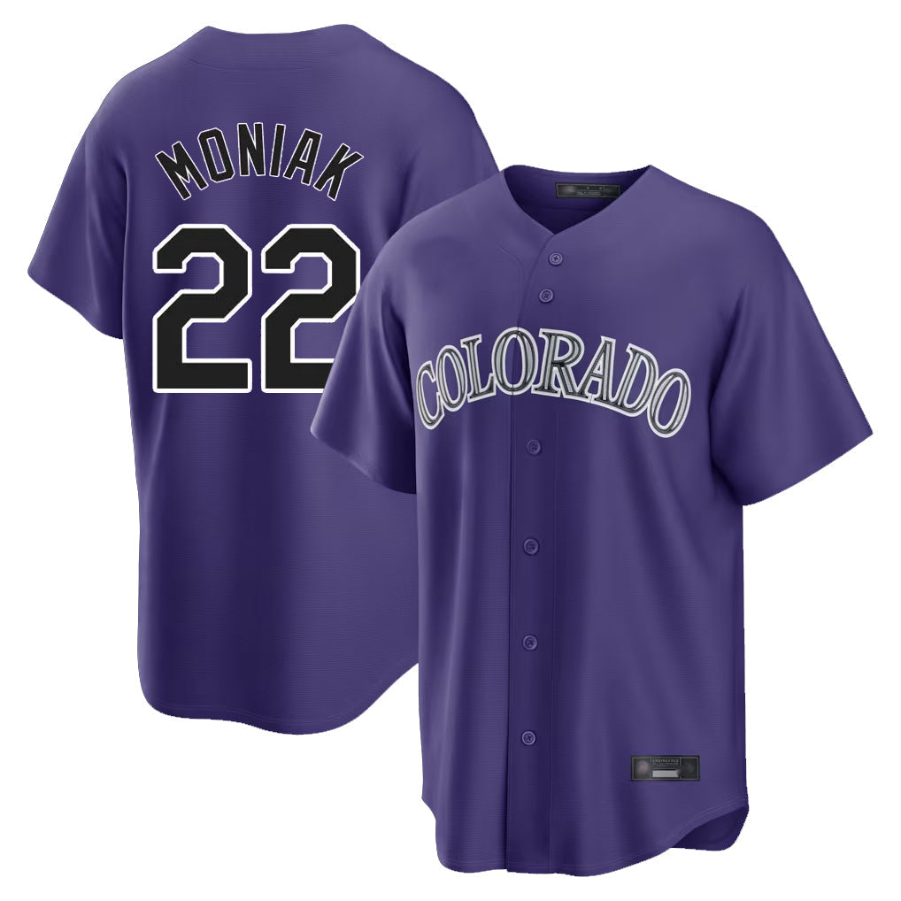 Trusc C.Rockies #22 Mickey Moniak Player Purple Game Home Stitched Jerseys