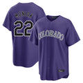 Trusc C.Rockies #22 Mickey Moniak Player Purple Game Home Stitched Jerseys