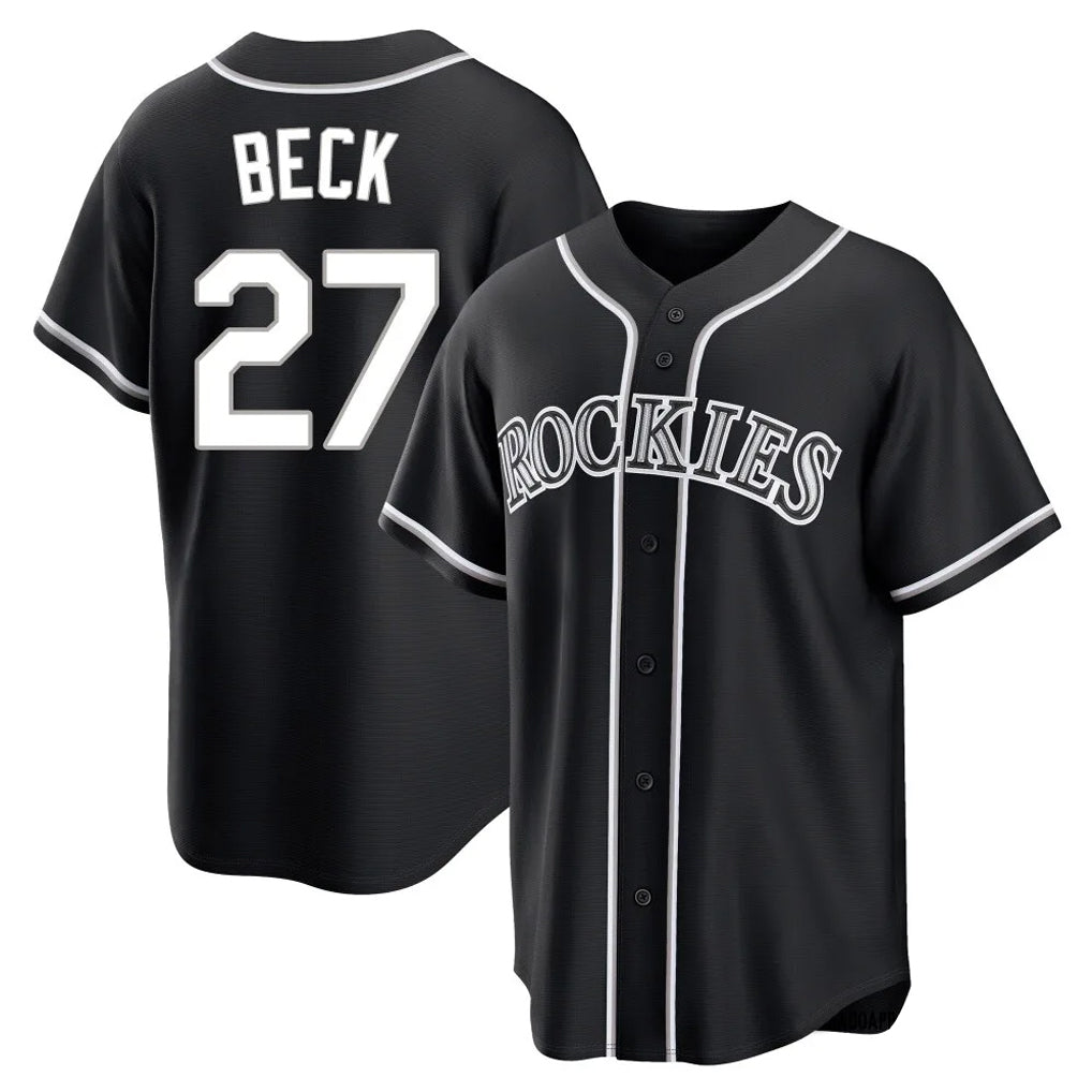 Trusc C.Rockies #27 Jordan Beck Player Black Fashion Out Home Game Stitched Jerseys