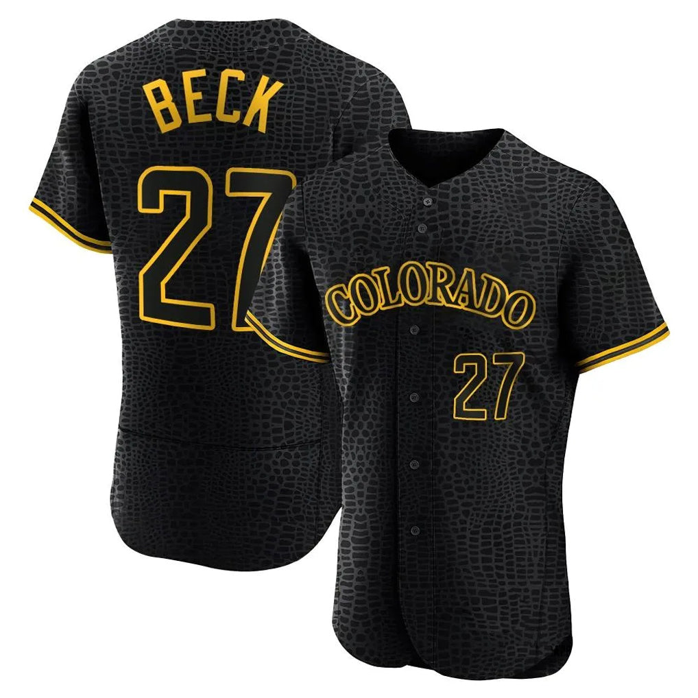 Trusc C.Rockies #27 Jordan Beck Player Black Snake Skin City Limited Elite Home Stitched Jerseys