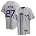 Trusc C.Rockies #27 Jordan Beck Player Gray Game Home Stitched Jerseys