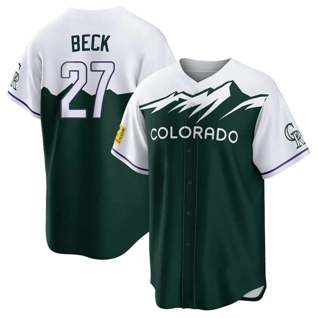 Trusc C.Rockies #27 Jordan Beck Player Green City Connect Home Game Stitched Jerseys