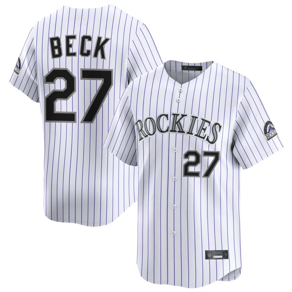 Trusc C.Rockies #27 Jordan Beck Player White Limited Home Stitched Jersey