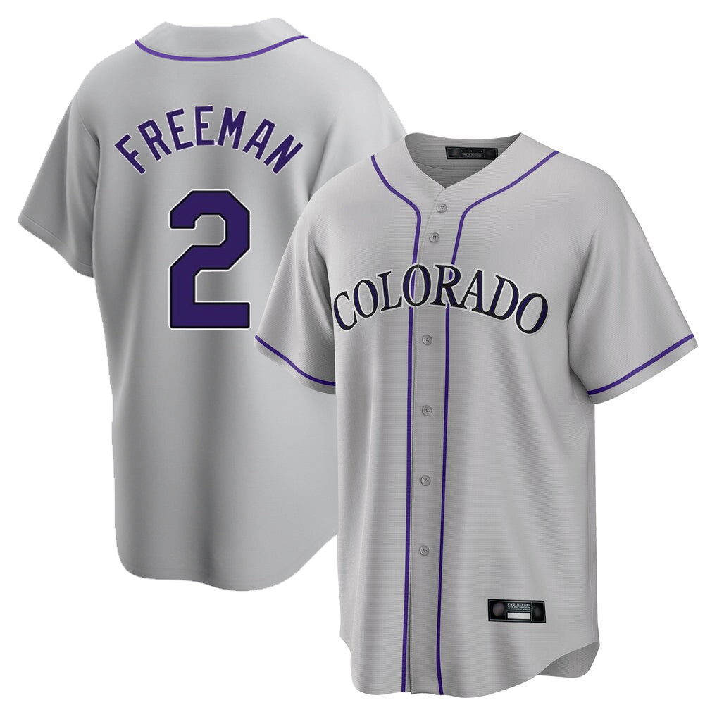 Trusc C.Rockies #2 Tyler Freeman Player Gray Game Home Stitched Jerseys