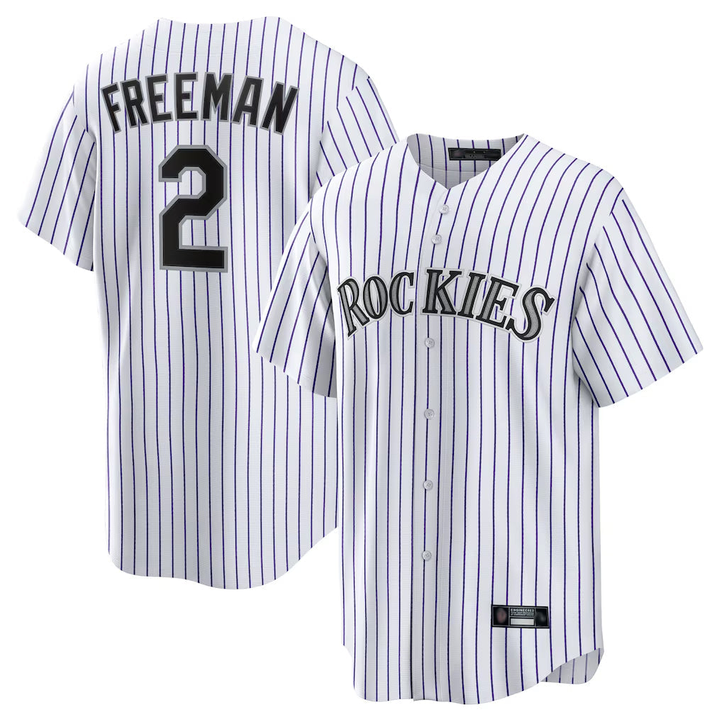 Trusc C.Rockies #2 Tyler Freeman Player White Game Home Stitched Jerseys