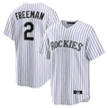 Trusc C.Rockies #2 Tyler Freeman Player White Game Home Stitched Jerseys