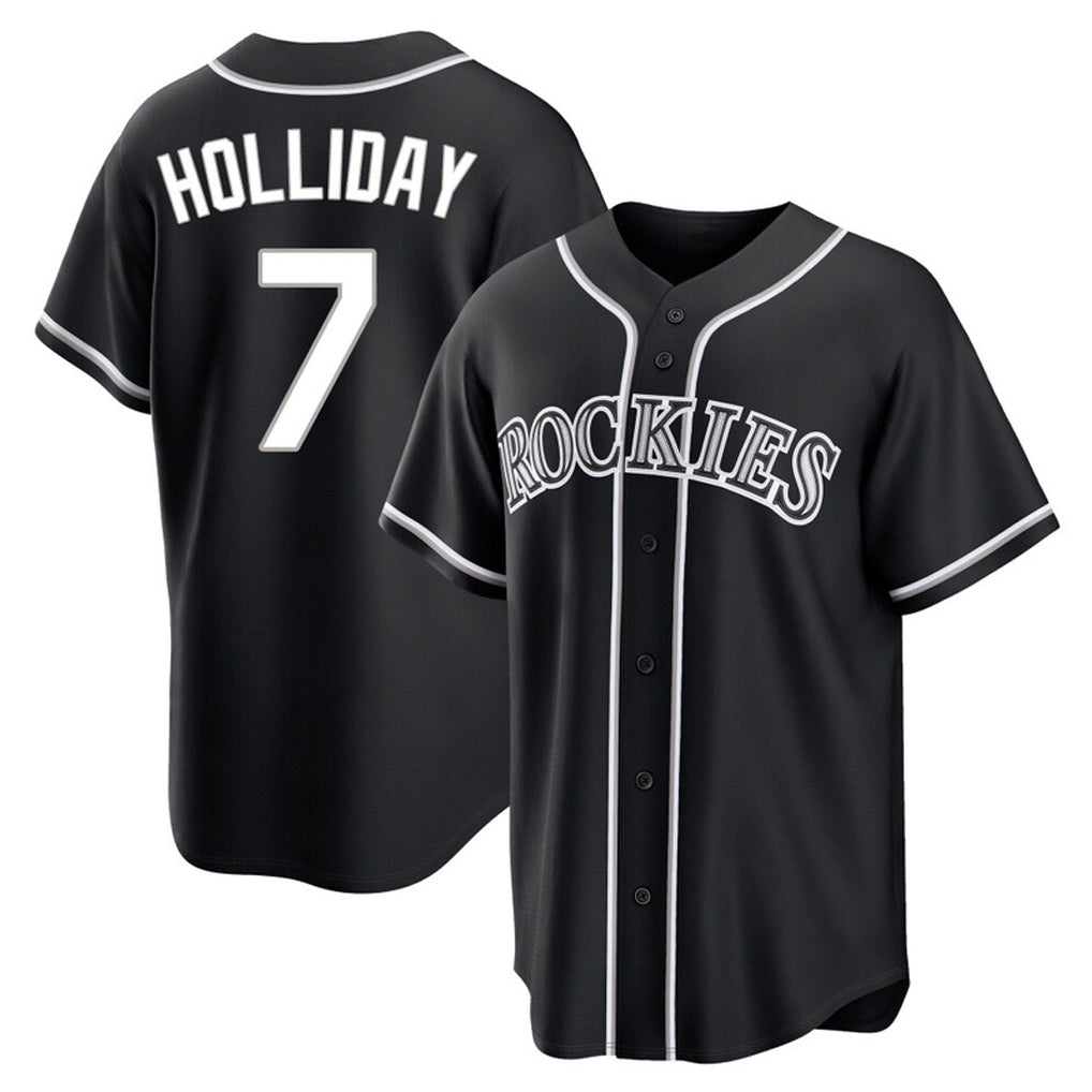 Trusc C.Rockies #7 Matt Holliday Player Black Fashion Out Home Game Stitched Jerseys