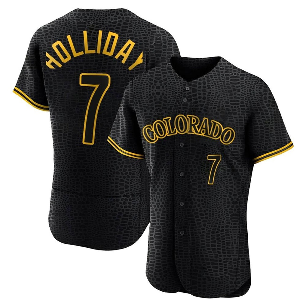 Trusc C.Rockies #7 Matt Holliday Player Black Snake Skin City Limited Elite Home Stitched Jerseys