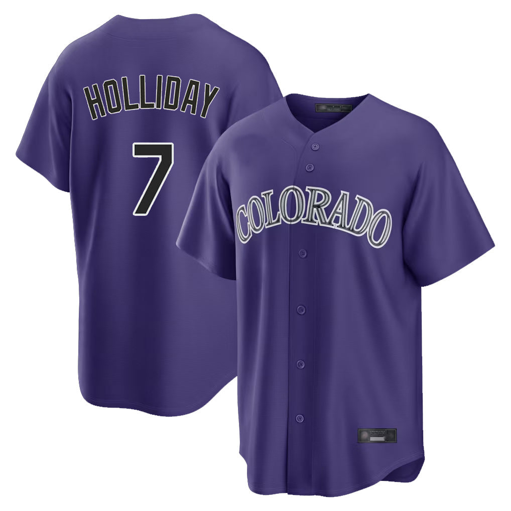 Trusc C.Rockies #7 Matt Holliday Player Purple Game Home Stitched Jerseys