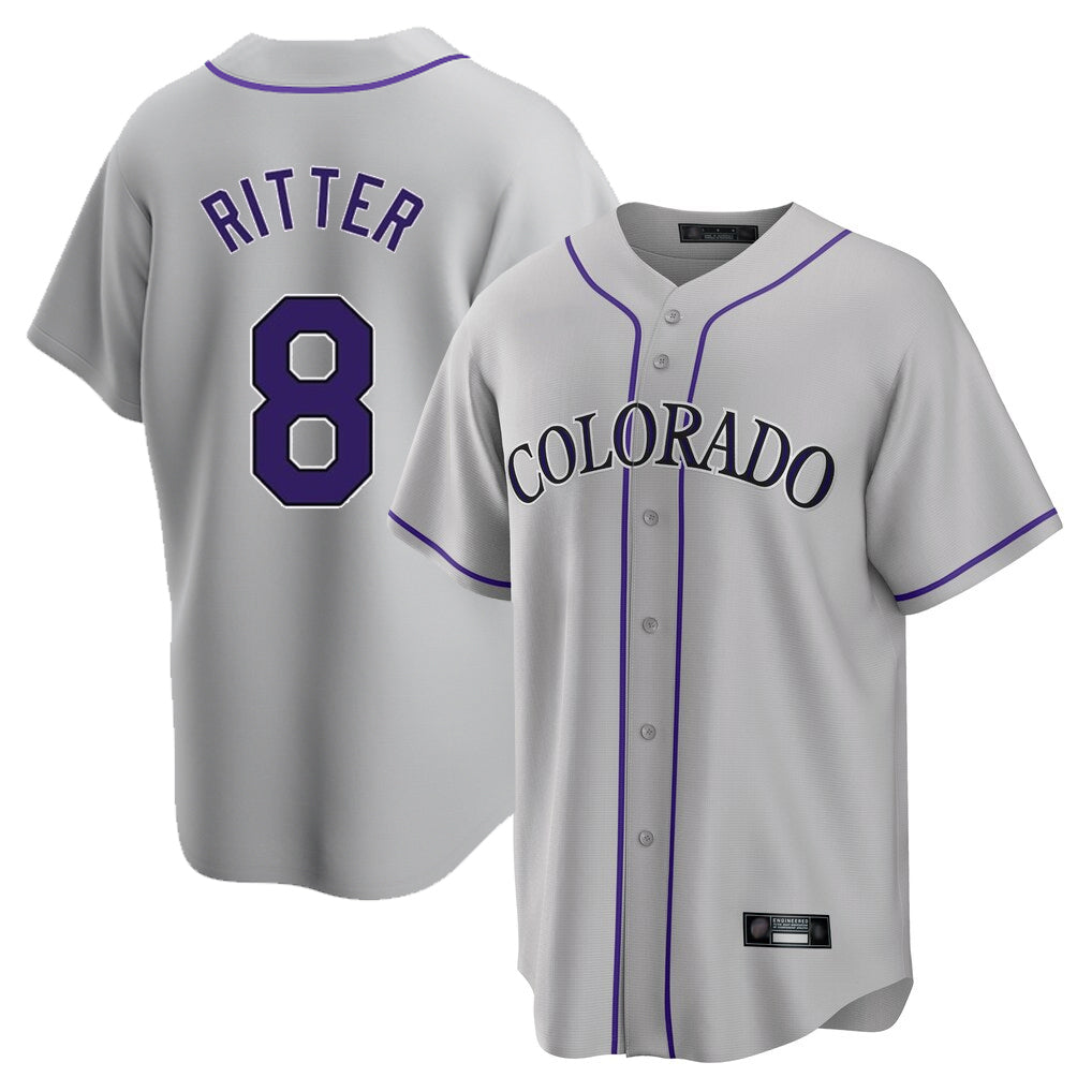 Trusc C.Rockies #8 Ryan Ritter Player Gray Game Home Stitched Jerseys