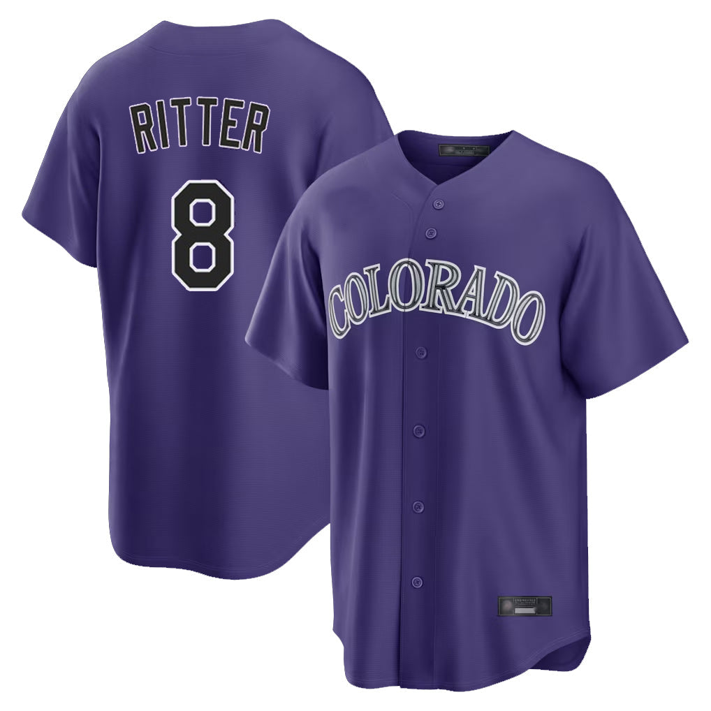 Trusc C.Rockies #8 Ryan Ritter Player Purple Game Home Stitched Jerseys